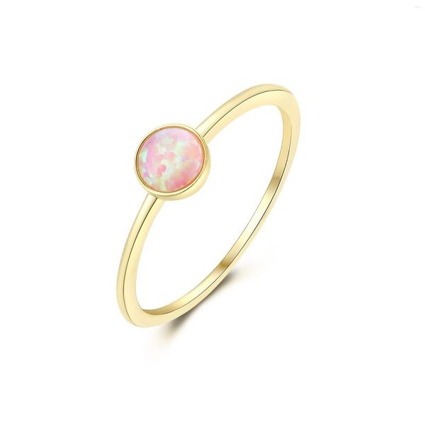 Cluster-Ringe, 14 Karat Gold, rosa Opal, winziger niedlicher Stein-Edelstein-Ring, Brautjungfern-Geschenk, Jahrestag, Party, Silberschmuck