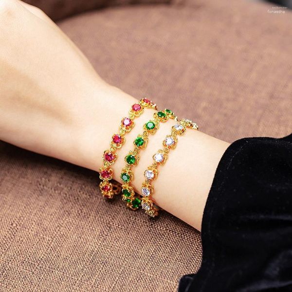 Link Armbänder Xuping Schmuck Nachahmung Rubin Smaragd vergoldet 24K Gold Schmetterling Armband Frauen für