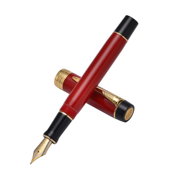 Pens Jinhao 100 Centenário de resina vermelha escura de caneta de caneta de caneta ef/f/m/bent bent com redação de conversor escrita de negócios caneta de tinta de escritório de negócios