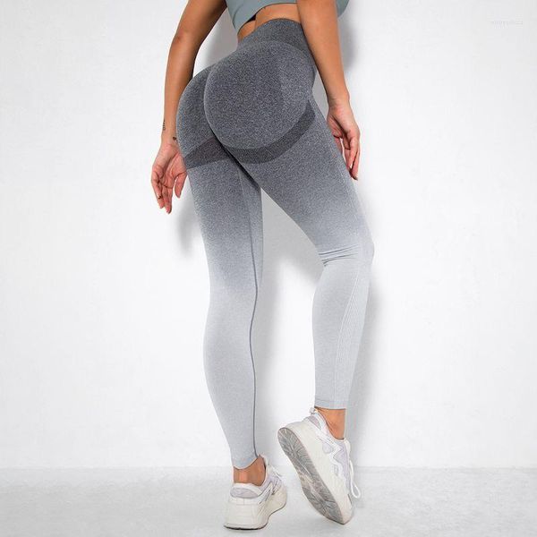 Aktif Pantolon Kadın Yoga Dikişsiz Degrade Renk Koşu Pantolon Sıkı Kalça Tayt Spor Kadın Spor Eşofman Altı Çabuk kuruyan Spor Salonu