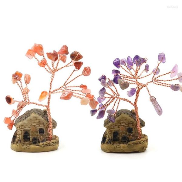 Colares com Pingente XSM Feng Shui Chakra Cristal Árvore do Dinheiro Bonsai Mini Villa Ornamento da Casa Fortuna Chinesa Para Riqueza Sorte Miniatura