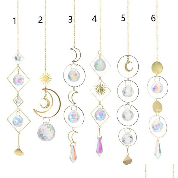 Outros cristais coloridos para decoração de casa suncatcher pendurado suncatcher com pingente de corrente ornamento bolas de cristal para janela jardim natal dhbyi