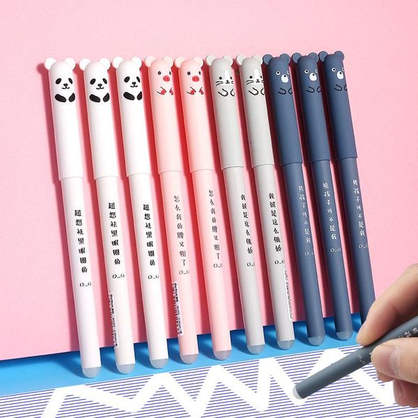 Pens 40pcs Animali cartoni animati Penna cancellabile 0,35 mm Panda Panda Cute Penne gel per la scrittura scolastica Regali di cartoleria novità