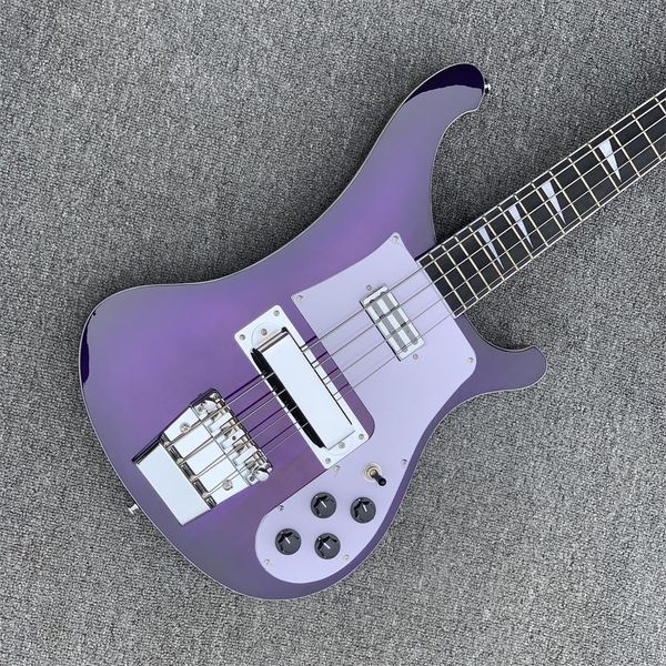 PEGs in Stock China Factory Rickeck 4003 Purple Electric Bass Gitarre mit doppelter Ausgabe sofort Lieferung
