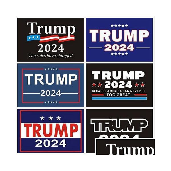 Diğer Dekoratif Çıkartmalar 2024 Trump Araba Tampon Pencere Etiketi 14.8X21Cm Pvc Etiketleri ABD Başkanlık Kampanyası Vücut Dekorasyonu Damla Şarküteri Dhlgh