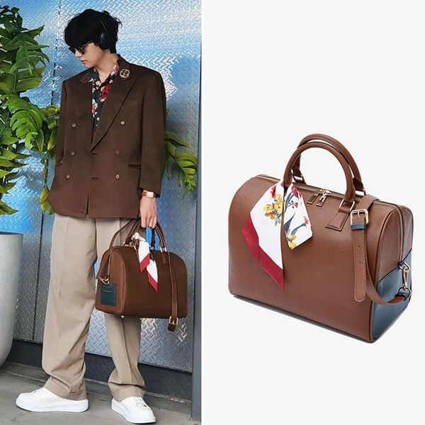 Sacos de compras Kim Taehyung V Mesma Bolsa de Ombro Brown Bolsa Full Size Mini Mute Boston Kpop Moda Coreana Grande Capacidade 230628