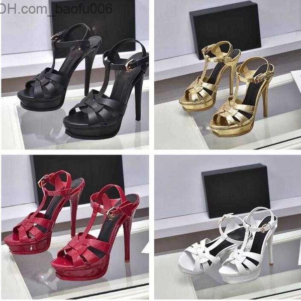 Sandalen Luxusdesigner Tribute Patent Weiches Leder Plateausandalen Damen High Heel Stiletto Gladiator Sandalen T-Riemen Damenschuhe Pumps 10 cm und 14 cm Z230629