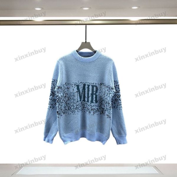 xinxinbuy Männer Frauen Designer Sweatshirt Hoodie Farbverlauf Sternenhimmel Jacquard Brief Pullover lila schwarz weiß S-2XL