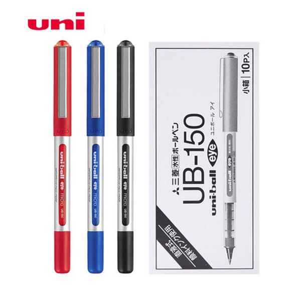 Penne 10pcs UNI Gel Penna UB150 UNIBALL EYE MICRO BLACK PEN 0,38 mm/0,5 mm Forniture scolastiche inchiostri di grande capacità di grande capacità