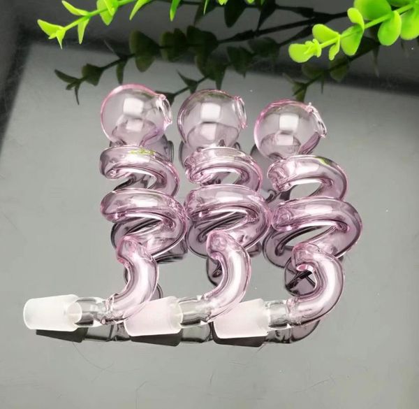 Fabricação de cachimbos de vidro Cachimbos de narguilé soprados à mão Fritadeira espiral dupla rosa