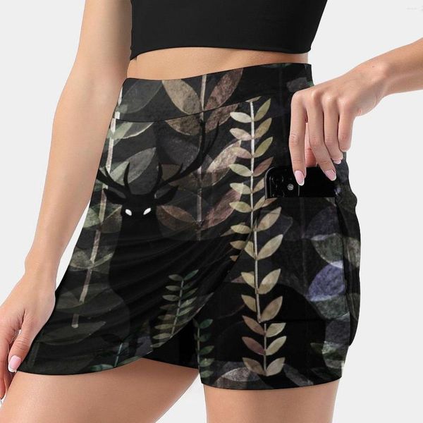 Gonne Glass Forest Gonna da donna Sport Skort con tasca Moda stile coreano 4Xl Dark Night Wood Trees