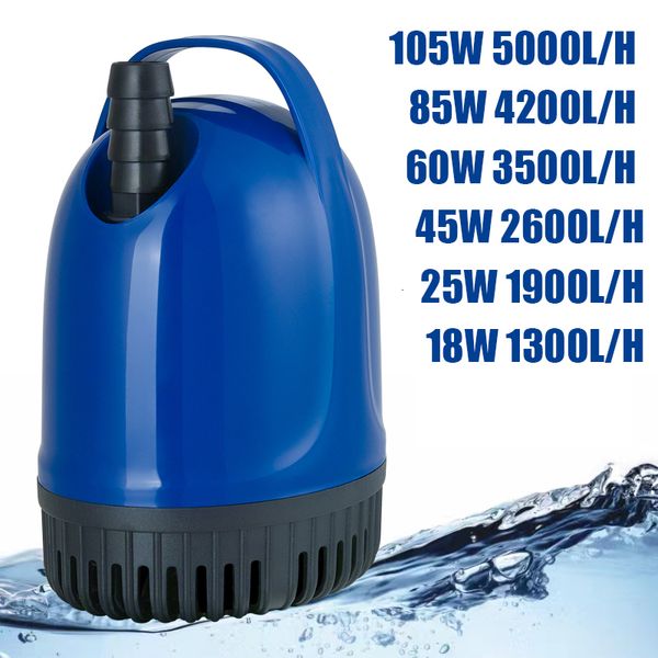 Acessórios de bombas de ar 18 25 45 60 85 105W 1300 5000L H Bomba de água submersível 220V Aquário Peixe Lagoa Tanque Bico Marin Controle de temperatura Limpo 230628