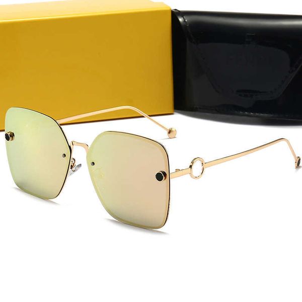 Atacado de óculos de sol Novos Óculos de Sol Femininos Polarizados Divertido Conta Redonda Carta Espelho Perna Caixa de Metal Proteção UV 0294