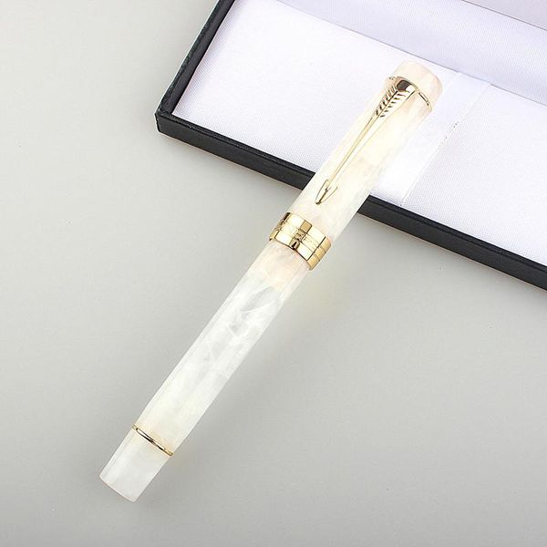 Penne di qualità di lusso Jinhao 100 Resin Color White School Supplies Office Student Stationary F M Nib Fountain Penna Nuova