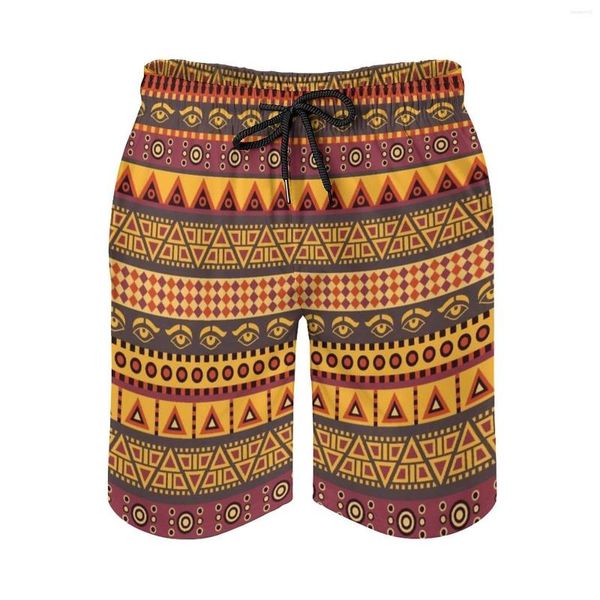 Herren-Shorts, afrikanisches Auge, Herren-Strand-Badehose mit Taschen, Netzfutter, Surfen, ethnisches Streifenmuster, Kultur, Afrika, abstrakt