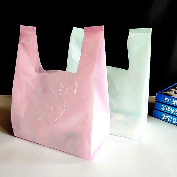 Altri prodotti in plastica usa e getta 50 pezzi rosa addensare gilet sacchetto di plastica verde vestiti di grandi dimensioni regalo cottura dessert torta cibo da asporto sacchetti per feste 230629