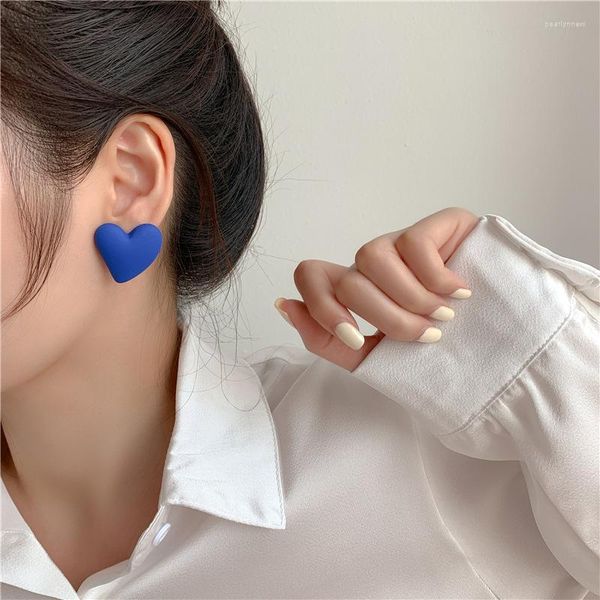Brincos Stud Fashion Candy Color Acrílico Love Eardrop Design Simples Geométrico Coração Jóias para Festas Ear Studs All-match EarStuds