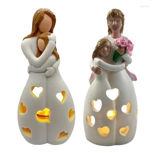 Kerzenhalter, Muttertagshalter, personalisieren Sie die Mutterstrauß-Statue aus Holz für Geburtstagsgeschenke