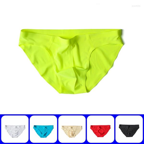 Unterhosen Sexy Unterwäsche Männer Slips Shorts Cueca Dünne Eis Seide Niedrige Taille Höschen Solide U Conve Pouch Nahtlose Plus Größe m-XXL