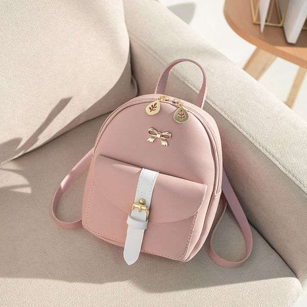 Schultaschen Damen Mini Rucksack Luxus PU Leder Kawaii Niedlich Anmutig Bagpack Klein für Mädchen Bowknot Blatt Hohl 230629