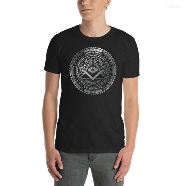 Camisetas femininas Masonic Illuminati Silver Coin Novus Ordo - Camiseta de manga curta Ask-1 Design para a juventude Camiseta de meia-idade e velhice