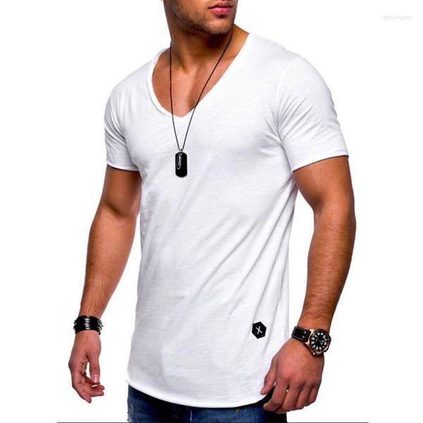 Ternos Masculinos H236 Manga Curta Men T-Shirt Slim Fit T-shirt Skinny Casual Summer T-shirts Tamanho 3XL