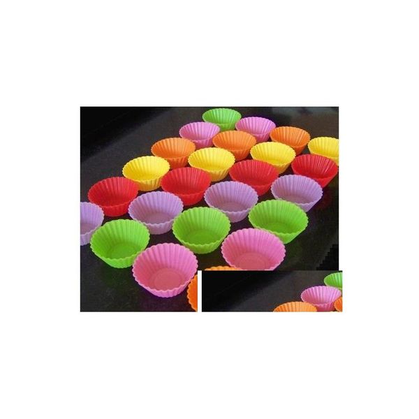 Cupcake Forma redonda Sile Jelly Bake Mold 7Cm Muffin Cup Cake Cups Drop Delivery Home Garden Kitchen Bar Jantar Utensílios Dhq0W