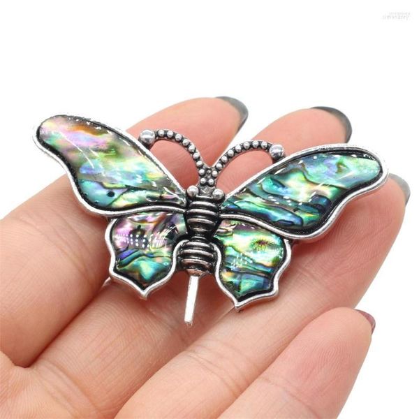 Broches de concha de cor natural com pingente de concha em forma de borboleta madrepérola abalone para joias femininas, acessórios para fazer você mesmo