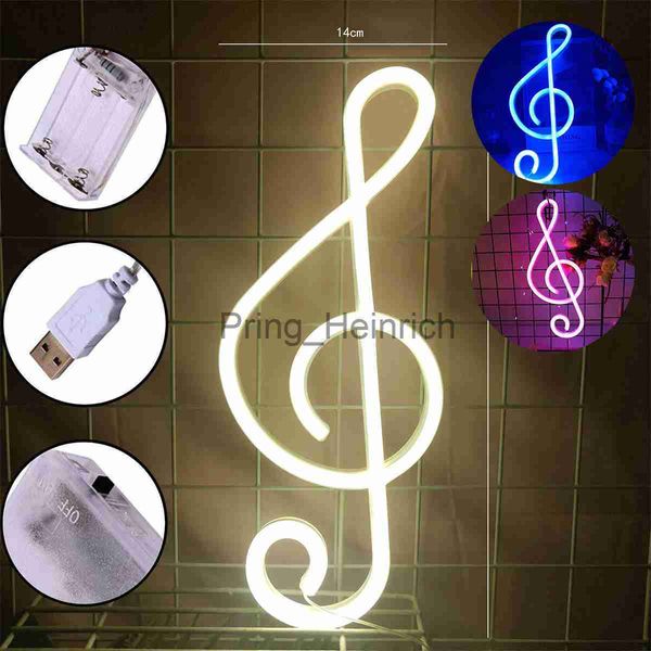 Outra decoração de casa Neon Sign LED Music Note Neon Light Battery USB Powered Colorful Neon Lamp Wall Mounted Music Bar Nightlight Decorative Table J230629