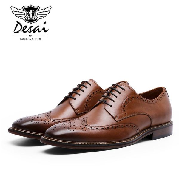 Stivali Desai New Arrivals Men Drepus Dress Dress Scarpe autentica cuoio brock da gentiluomo retrò scarpe da bullock intagliate formali Accendite