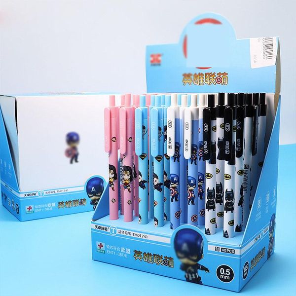 Карандаши 40 ПК/Лот Creative Hero Series Mechanical Pencil Culte Student Automatic Pen для Kid School Office Supply Добросовестные подарки