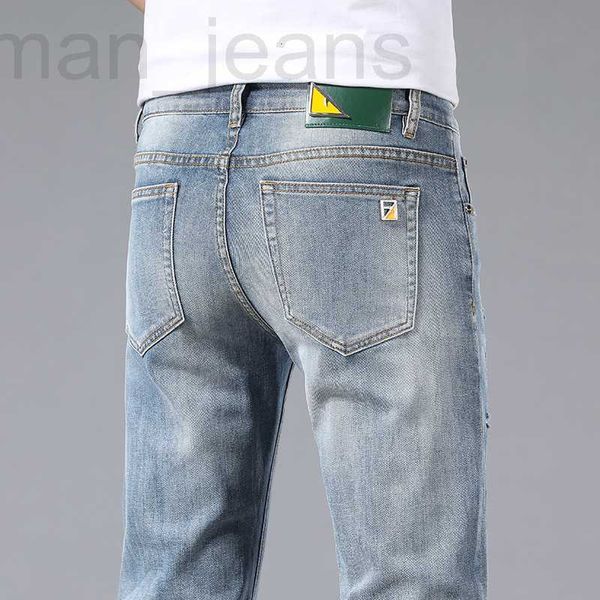 Jeans Masculino Designer Primavera/Verão Edição Coreana Pé Pequeno Elástico Ajuste Slim Fit Calça Monstro de Marca Europeia de Alta Qualidade RQN9