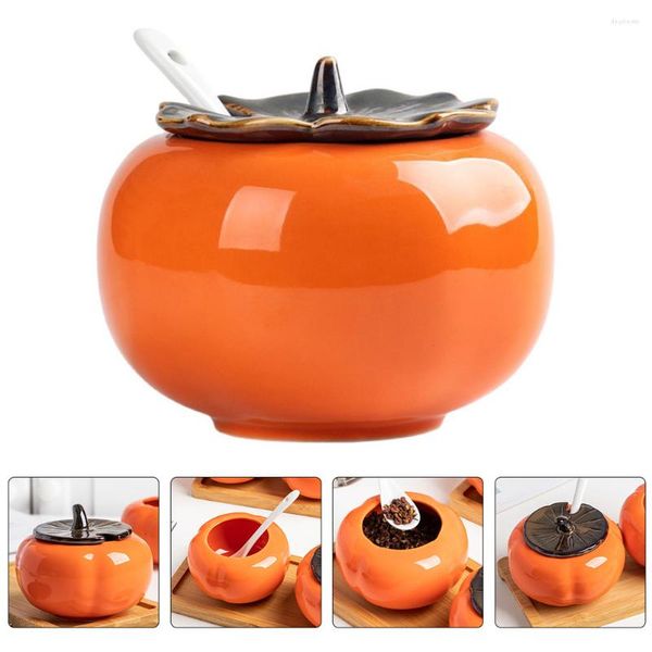 Set di stoviglie Barattolo di condimento in ceramica Mini barattoli Zucchero Cucina Spezie Mensa Sale Teiera Ceramica a forma di frutta