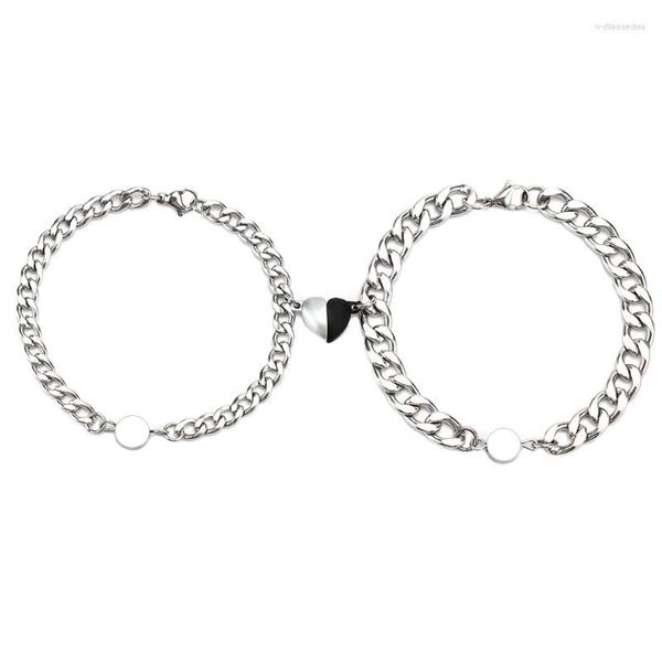 Braccialetto Y1UE Bracciale magnetico per coppie Braccialetto attraente a forma di cuore in acciaio inossidabile per uomini e donne Regali di San Valentino