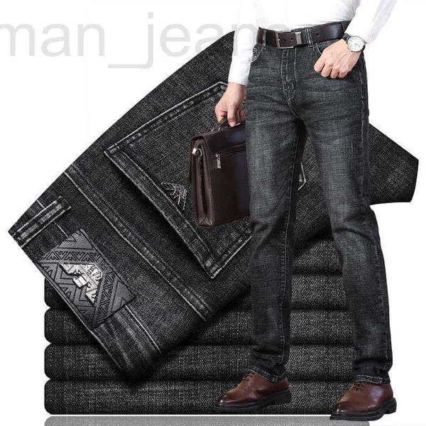 Jeans masculino designer 2022 outono e inverno jeans grossos elásticos masculinos tubo reto bordado solto marca macia 7ZK2