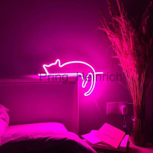 Altro Home Decor LED Cat Insegne al neon Luci Decorazione da parete Decorativo per Bar Festa a casa di Natale o Camera delle ragazze Home Pink Decor Lamparas J230629