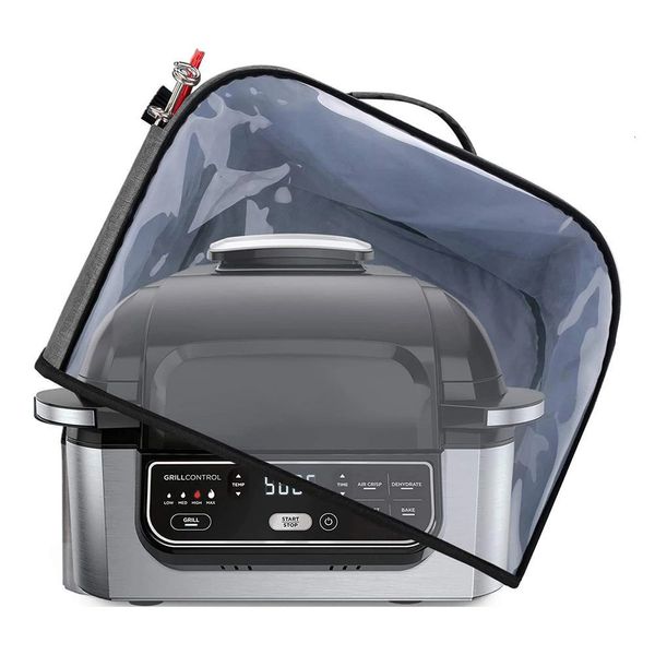 Coperchio antipolvere da cucina compatibile con Ninja Foodi Grill AG301 AG302 AG400 Pannello frontale trasparente Tasche portaoggetti per friggitrice ad aria 230628