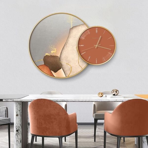 Orologi da parete Orologio moderno di lusso leggero Soggiorno Personalità semplice Ristorante creativo Decorazione TV Sfondo