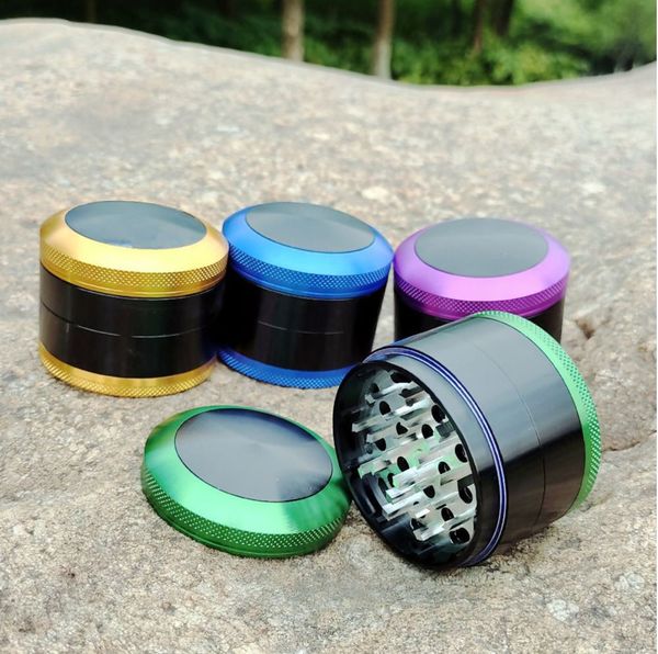 Accessori per fumatori Frantoio per cromo Smerigliatrice per erbe denti cnc 53mm Frantoio per tabacco multicolore a 4 strati Smerigliatrici piatte Lega Zicn fit dry shisha vape pen