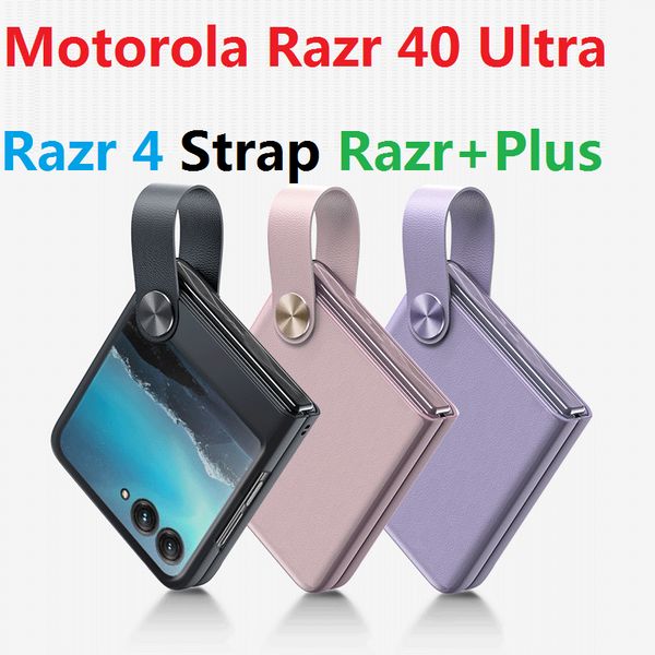 Ledertaschen für Motorola Razr 40 Ultra Moto Razr Plus Razr4 Case Finger Strap Bracket Hard Cover