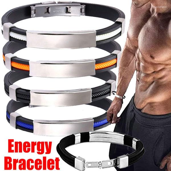 Pulseira de silicone de energia casual fashion para homens e mulheres desintoxicação Lymphunclog de aço inoxidável unissex pulseiras de perda de peso joias