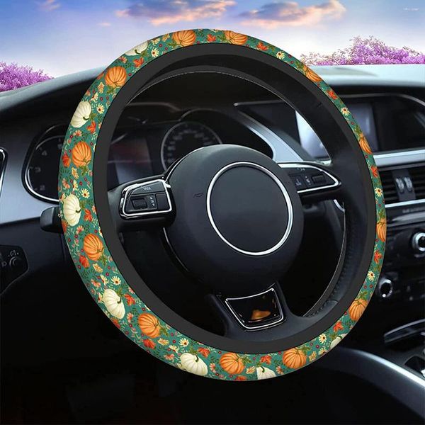 Cobertura de volante feliz páscoa capa de carro para meninas ovos coloridos orelhas grama protetor de madeira 15 polegadas