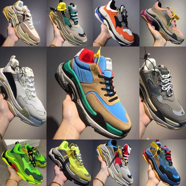 Triple S Bej Sneaker Chunky Ayakkabı Kalın Alt Baba Ayakkabısı Newst Color Günlük Ayakkabı Spor Ayakkabı Kutusu Dahildir En Çok Satan Outdoor Snea