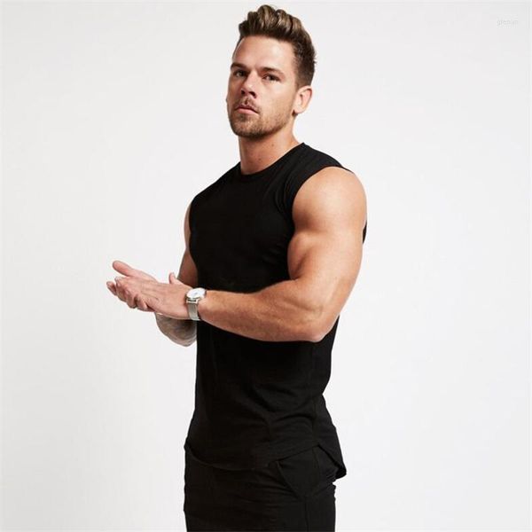 Tops masculinos de marca para academias, roupas fitness masculinas, cor sólida, tops masculinos, para musculação, treino, singlet, camisa sem mangas