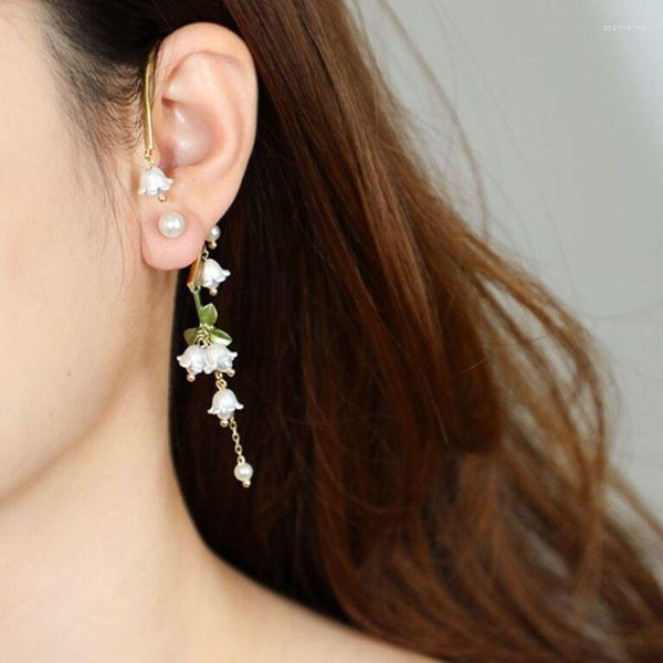 Ohrstecker 2023 ohne durchbohrtes Ohr hängende Lilienquaste süßer Retro-Blumenschmuck für Frauen