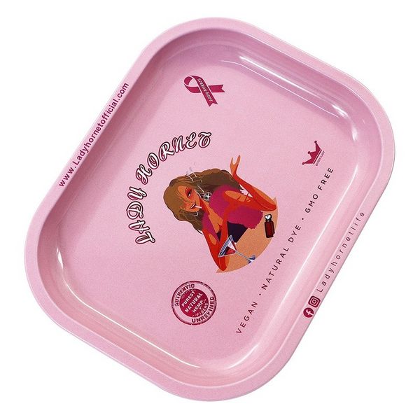 Розовая девочка припечаток сырой мультфильм калькуляции металлический поднос для ручного лотка для ручного лотка табака инструменты.