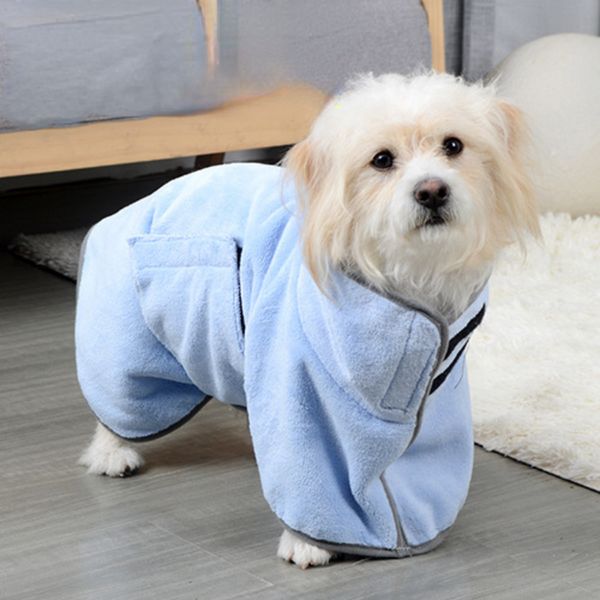 Пальто для сушки собак Полотенце для купального халата, материал из микроволокна Быстросохнущий супервпитывающий купальный халат для собак, Быстросохнущий влагопоглощающий халат для домашних животных с регулируемым воротником и талией