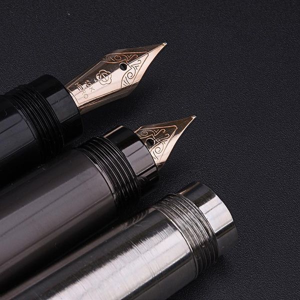 Pens Hero Luxury Full Metal Body Fountain Pen 10k Gold Nib Tinte Schreiben versteckter Rotary Tinte Absorber Business Office Stationery Pen H718