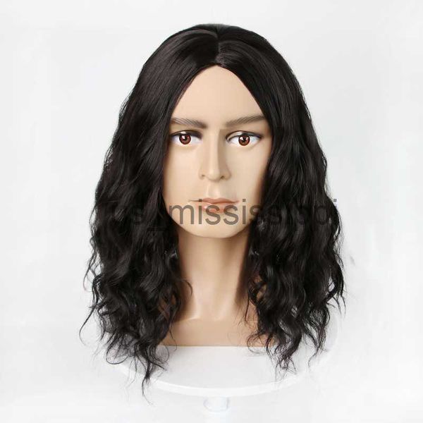 Cosplay Wigs Men Long Curly Synthetic Wigs for Men's Cosplay Wig Mixed Male Curly Hair Heat Resistant Vintage Rock Show Wig x0630