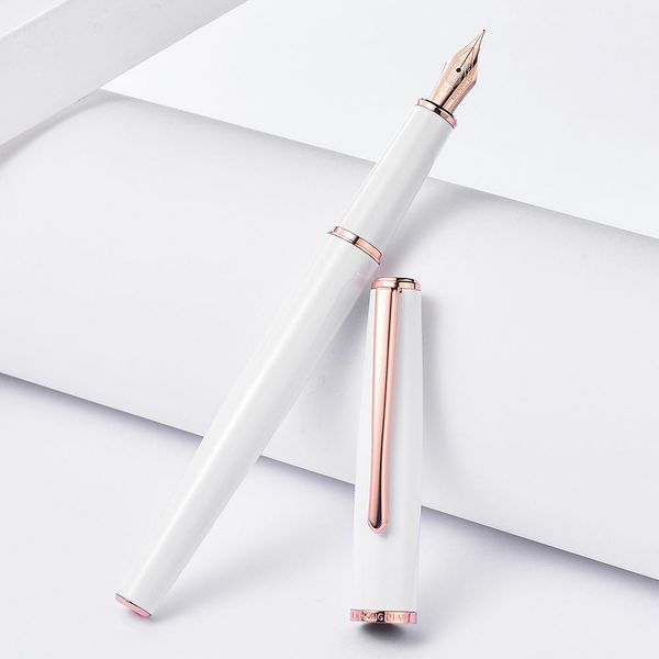 Ручки Hongdian 920 Black Metal Fountain Pen Extra Fine / Fine Nib 0,4 / 0,5 мм розового золота / серебряный клип Элегантный бизнес -офисный подарок подарок